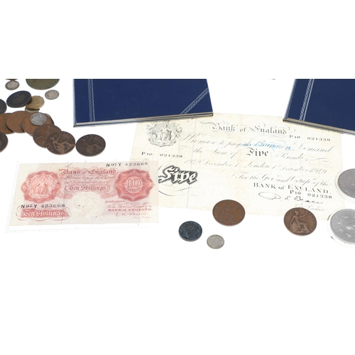 633 - A MIXED COLLECTION OF COINS AND BANKNOTES. A Whitman Folder containing Halfcrowns 1911 - 1936 and 19... 