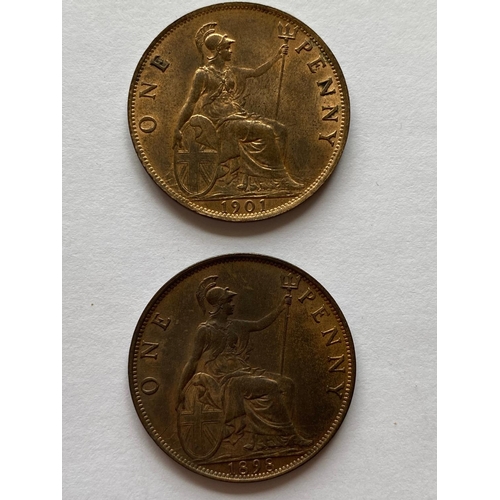 657 - TWO VICTORIAN PENNY PIECES 1898 AND 1901. Two Victorian Pennies, old veiled head l, dated 1898 and 1... 