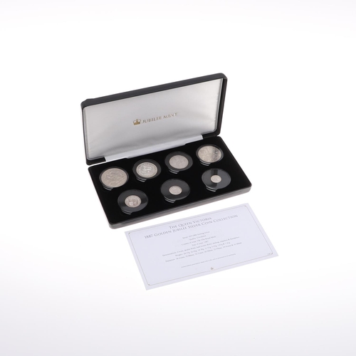 679 - A QUEEN VICTORIA 1887 SILVER COIN SET. A set of Queen Victoria Jubilee coinage for 1887, silver coin... 