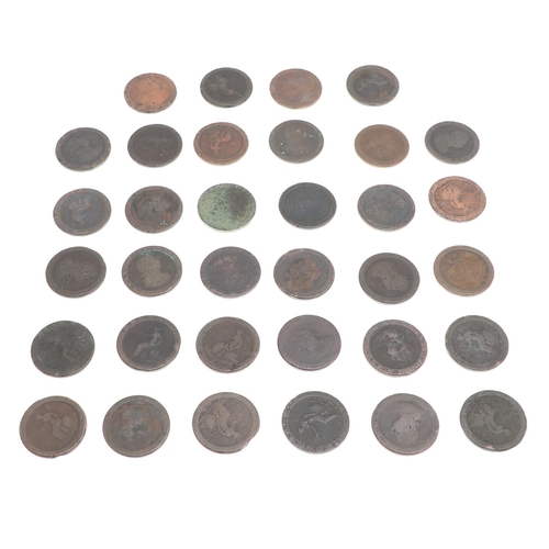 682 - A COLLECTION OF 34 CARTWHEEL PENNIES. Thirtyfour Cartwheel Pennies, 1797. 34 coins.  *CR:  All with ... 