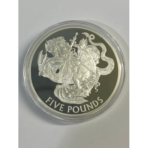 693 - THREE JUBILEE MINT PRESENTATION 5oz SILVER COINS. Three Jubille Mint 5oz silver proof coins: A 2019 ... 