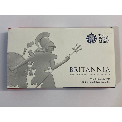 694 - A BRITANNIA 2017 SIX COIN SILVER PROOF SET. A Royal Mint 2017 six coin silver Britannia proof set co... 