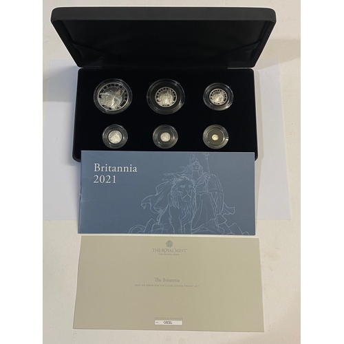 695 - A BRITANNIA 2021 SIX COIN SILVER PROOF SET. A Royal Mint 2021 six coin silver Britannia proof set co... 