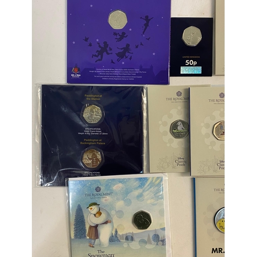 698 - A COLLECTION OF ROYAL MINT CHILDREN'S LITERATURE THEMED UNCIRCULATED 50p COINS. Childrens literature... 