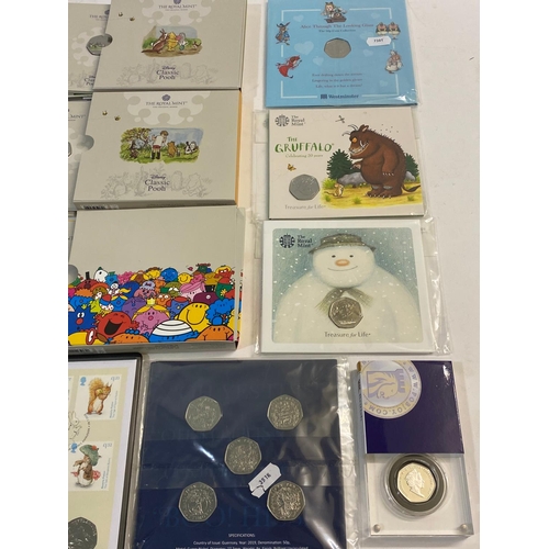 698 - A COLLECTION OF ROYAL MINT CHILDREN'S LITERATURE THEMED UNCIRCULATED 50p COINS. Childrens literature... 