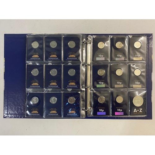 728 - TWO SETS OF ROYAL MINT 2018 ALPHABET 10p COINS. An album containing a set of the 26 uncirculated 'ea... 