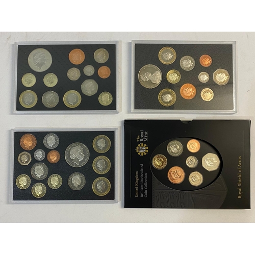 729 - ROYAL MINT ANNUAL UNCIRCULATED AND PROOF COIN SETS, 2008, 2010, 2011, 2012. Royal presentation year ... 