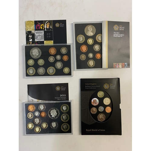 729 - ROYAL MINT ANNUAL UNCIRCULATED AND PROOF COIN SETS, 2008, 2010, 2011, 2012. Royal presentation year ... 