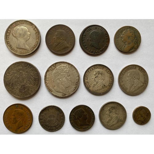 769 - A COLLECTION OF SPANISH, SOUTH AFRICAN AND OTHER COINS. A Spanish 20 Reales coin 1854, South African... 