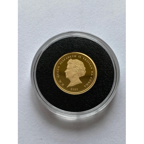 781 - A TRISTAN DA CUNA 2020 GOLD LAUREL. A Tristan Da Cuna Gold Laurel, obverse Queen Elizabeth II l., re... 