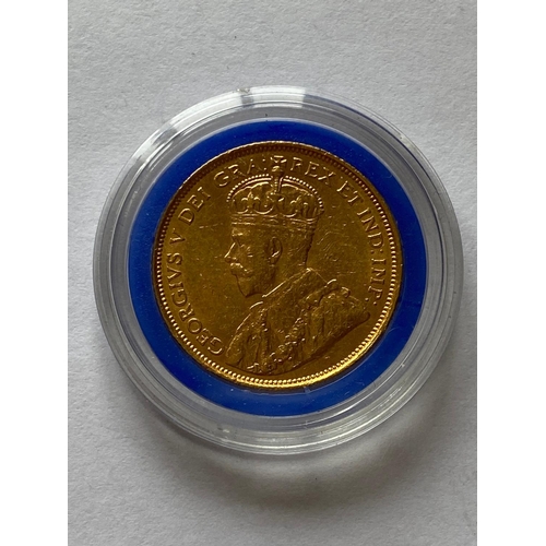 782 - A CANADIAN FIVE DOLLAR GOLD COIN. A Canadian George V 5 Dollar Gold coin dated 1912, crowned bust l.... 