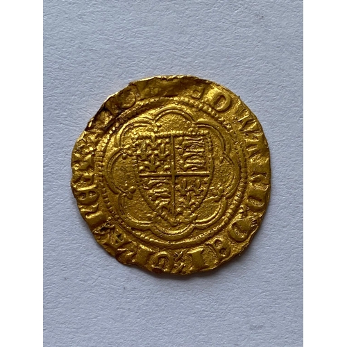 784 - A RICHARD II (1377-99) GOLD QUARTER NOBLE. A gold Quarter Noble, Obv. Shield mm. Cross pattee.  *CR:... 