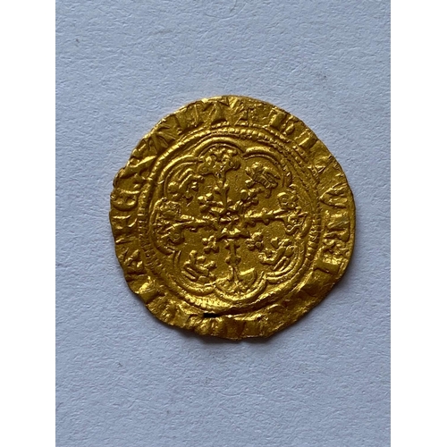 784 - A RICHARD II (1377-99) GOLD QUARTER NOBLE. A gold Quarter Noble, Obv. Shield mm. Cross pattee.  *CR:... 