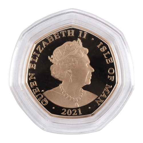 897 - A GOLD PROOF 50p QUEEN ELIZABETH II 95th BIRTHDAY COIN, 2021. A 2021 Isle of Man 95th Birthday 50p p... 