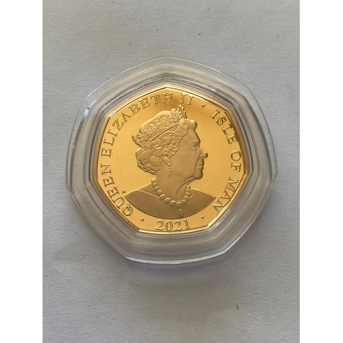 897 - A GOLD PROOF 50p QUEEN ELIZABETH II 95th BIRTHDAY COIN, 2021. A 2021 Isle of Man 95th Birthday 50p p... 