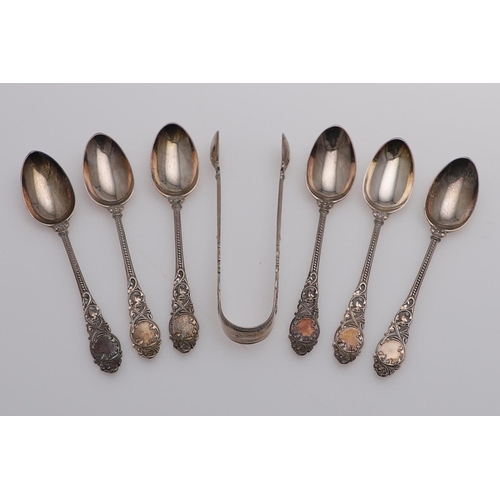 38 - MISCELLANEOUS CASED SETS:-. a reproduction Puritan spoon, a set of six tea/ coffee spoons with openw... 