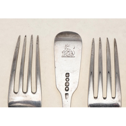 55 - MISCELLANEOUS FIDDLE PATTERN FLATWARE:-. six table forks, twelve dessert forks, four dessert spoons ... 