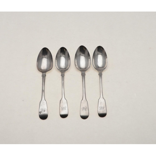 55 - MISCELLANEOUS FIDDLE PATTERN FLATWARE:-. six table forks, twelve dessert forks, four dessert spoons ... 