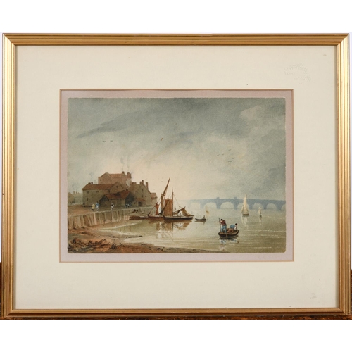 490 - ANTHONY VANDYKE COPLEY FIELDING (1787-1855). VIEW OF THE THAMES AT MILLBANK. Watercolour
20.5 x 29cm... 