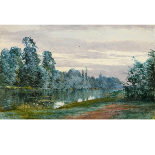 497 - ROBERT WINTER FRASER (1848-1906). RIVER LANDSCAPE VIEW. signed, watercolour and pencil with touches ... 