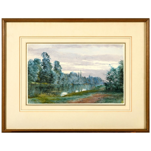 497 - ROBERT WINTER FRASER (1848-1906). RIVER LANDSCAPE VIEW. signed, watercolour and pencil with touches ... 