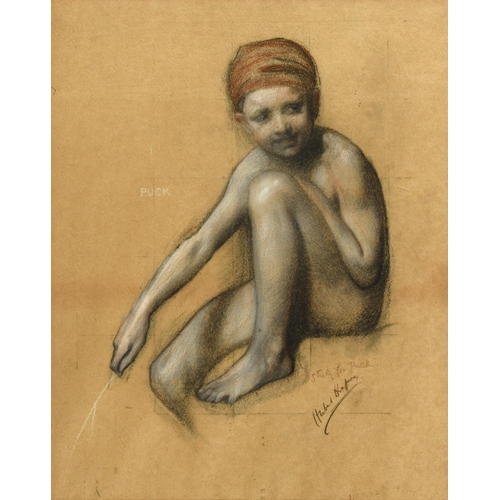 501 - HERBERT JAMES DRAPER (1863-1920). STUDY OF PUCK. Signed and inscribed `Study for 