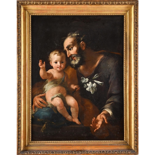 502 - PIER FRANCESCO MOLA (1612-1666). In the manner of. ST JOSEPH WITH THE CHRIST CHILD. Oil on canvas
88... 