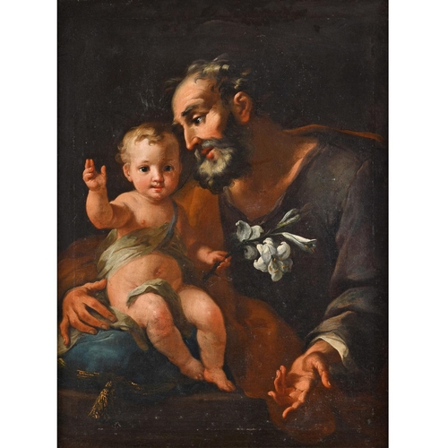 502 - PIER FRANCESCO MOLA (1612-1666). In the manner of. ST JOSEPH WITH THE CHRIST CHILD. Oil on canvas
88... 