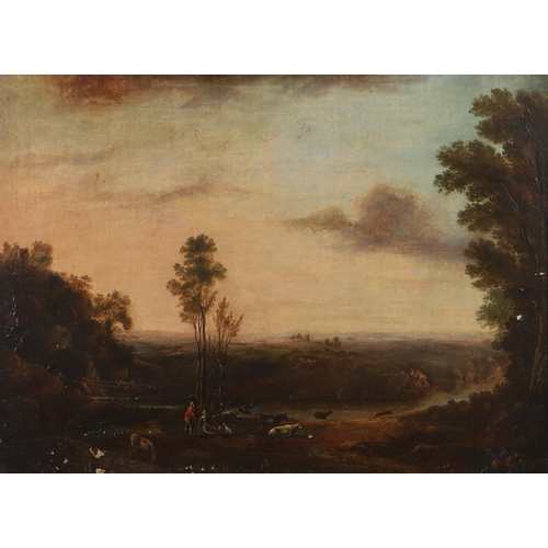 505 - MARC BAETS (1720-1785). Follower of. PASTORAL SCENE. Oil on canvas
42.5 x 57.5cm. ** Lined; craquelu... 