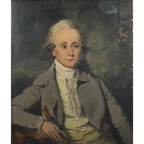 520 - JOHN DOWNMAN, ARA (1750-1824). His circle. PORTRAIT OF A GENTLEMAN. Seated half length by a tree, we... 