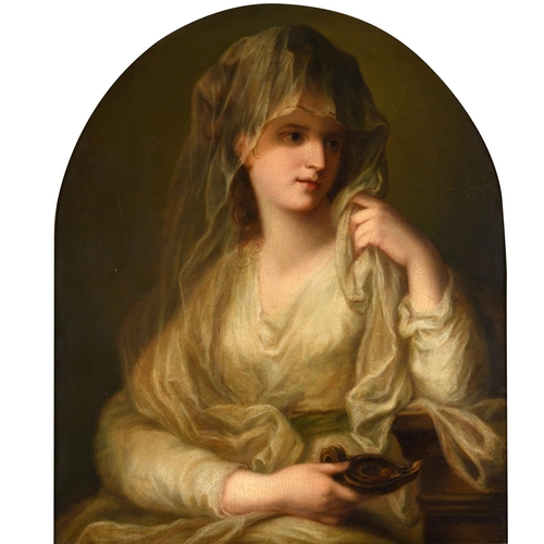 522 - ANGELICA KAUFFMANN, RA (1741-1807). After. TUCCIA, THE VESTAL VIRGIN. Oil on canvas, arched top, dec... 