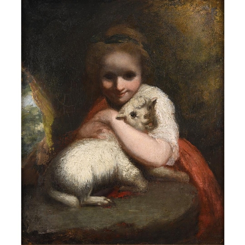 525A - SIR JOSHUA REYNOLDS, PRA (1723-1792). His studio. THE CAREFUL SHEPHERDESS. Oil on canvas, in a moder... 