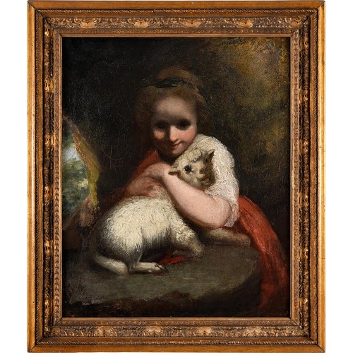 525A - SIR JOSHUA REYNOLDS, PRA (1723-1792). His studio. THE CAREFUL SHEPHERDESS. Oil on canvas, in a moder... 