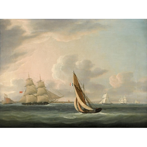 536 - WILLIAM JOHN HUGGINS (1781-1845). SHIPPING IN THE ENGLISH CHANNEL: FRIGATES, WITH A FRENCH SAILING B... 