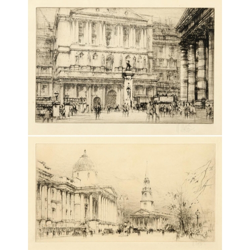 559 - WILIAM WALCOT (1874-1943). LONDON: THE BANK OF ENGLAND; TRAFALGAR SQUARE WITH ST MARTIN IN THE FIELD... 