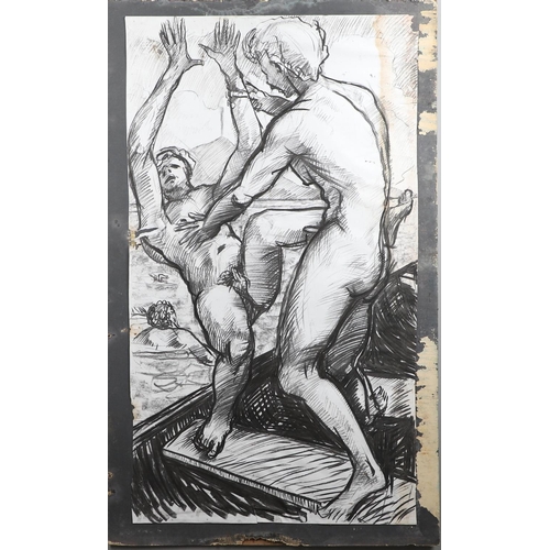 577 - PATRICK REYNTIENS, OBE (1925-2021). MEN BATHING; TWO FIGURES (2); THREE FIGURES IN A BOAT. (d) Four,... 