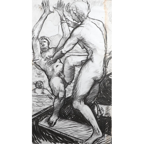 577 - PATRICK REYNTIENS, OBE (1925-2021). MEN BATHING; TWO FIGURES (2); THREE FIGURES IN A BOAT. (d) Four,... 