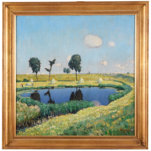 599 - EMILE MAEYENS (1882-1952). HAYMAKING ON A SUMMER DAY. Signed and dated 1942, oil on canvas
68 x 67.5... 