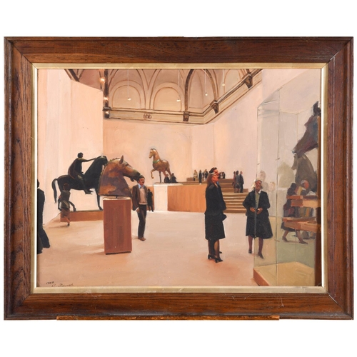 605 - ROY TIDMARSH (B.1944). VIEWING ANTIQUITIES. (d) Signed and dated 1989, oil on canvas
49.5 x 64.5cm. ... 