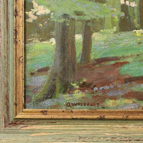 615 - GARNET RUSKIN WOLSELEY (1884-1967). IN A SUN-DAPPLED GLADE. (d) Signed, oil on canvas
65 x 49.5cm. *... 