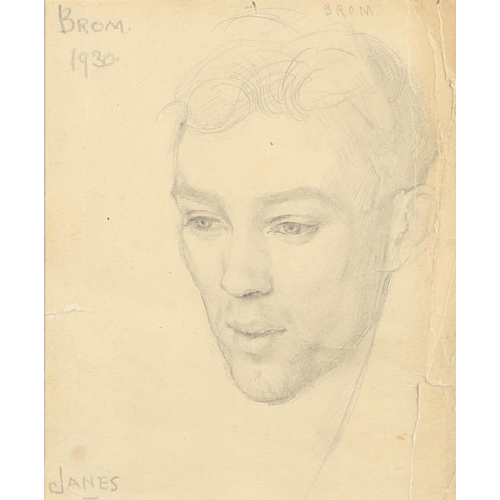 619 - ALFRED GEORGE JANES (1911-1999). PORTRAIT STUDY OF BROMFIELD REES. (d) Bust length, wearing a brown ... 