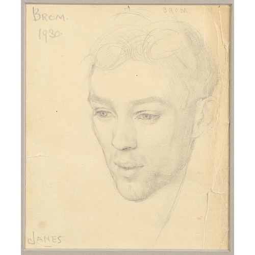 619 - ALFRED GEORGE JANES (1911-1999). PORTRAIT STUDY OF BROMFIELD REES. (d) Bust length, wearing a brown ... 