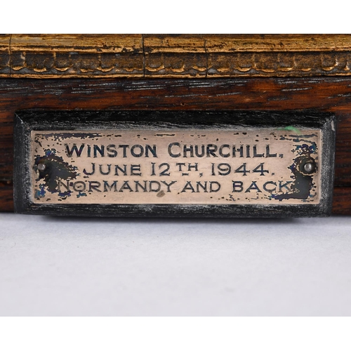 624 - WINSTON CHURCHILL SIGNED PHOTOGRAPH - NORMANDY AND BACK, 1944. A large three quarter length photogra... 