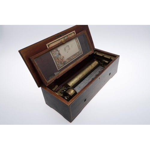 625 - 19THC MUSIC BOX. A Victorian music box probably with an 8 air movement, with three brass levers and ... 