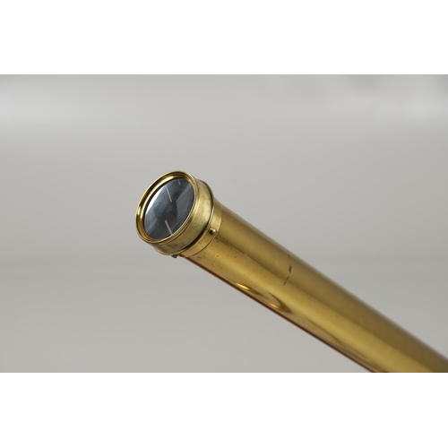 627 - A LARGE CASED BRASS TELESCOPE - BROADHURST & CLARKSON. A large brass telescope with a 3 inch lens, m... 