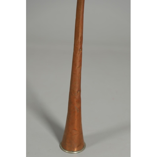 631 - KOHLER & SON HUNTING HORN & COACHING HORN. A copper and nickel hunting horn, stamped with a makers m... 