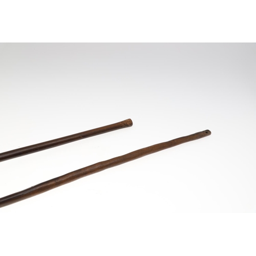 633 - AFRICAN WOODEN KNOBKERRIE, & ANOTHER KNOBKERRIE. A hardwood knobkerrie, probably late 19thc/early 20... 