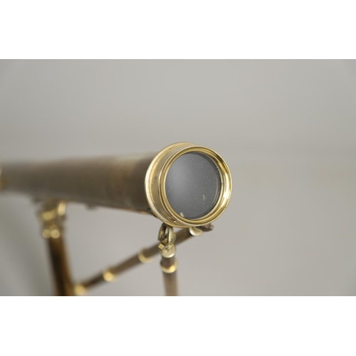 639 - 19THC CASED BRASS TELESCOPE - DAVIS OF DERBY. A single drawer brass telescope, with a two inch objec... 