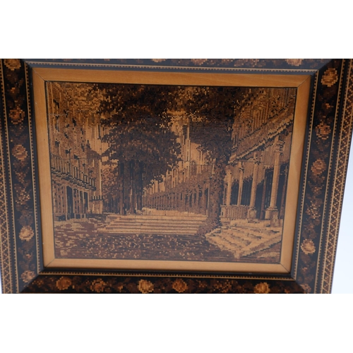 640 - RARE VICTORIAN TUNBRIDGE WARE PICTURE - 'THE PANTILES'. A rare rosewood and inlaid picture of 'The P... 