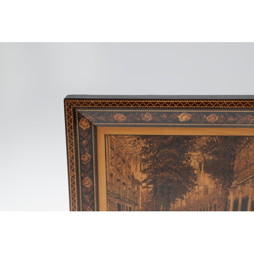 640 - RARE VICTORIAN TUNBRIDGE WARE PICTURE - 'THE PANTILES'. A rare rosewood and inlaid picture of 'The P... 